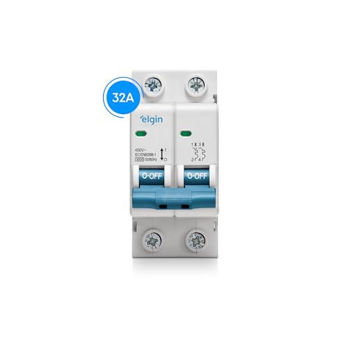 Disjuntor Bipolar MCB Curva C 3KA 32A Elgin - 2 Polos, 32 Amperes, Mini