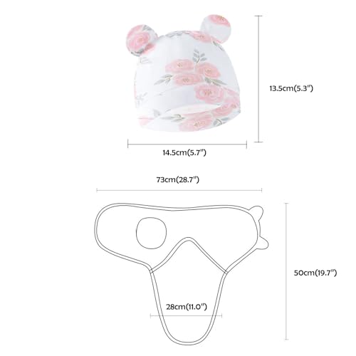Image of Baby Swaddle Sleep Sack with Hat Set for 0-3 months 3-Pack Soft Cotton Newborn Wearable Swaddle Wrap for Girls Boys (Flower & Heart & Rainbow)