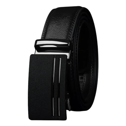 Men Belt Alloy Buckle Cow Genuine Leather Belt Suitable For Work, Business, And Casual Wear Cz146black 130cm