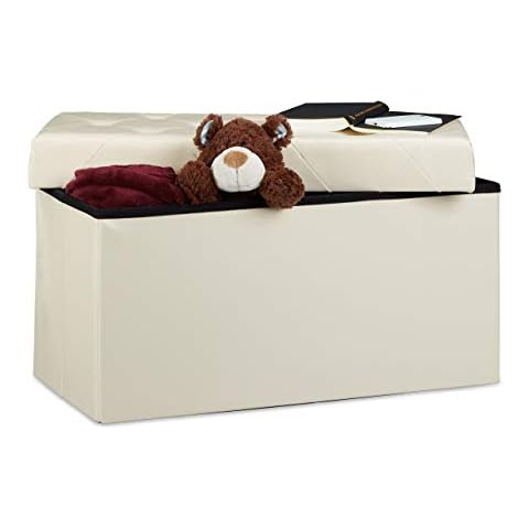 Relaxdays Faltbare Sitzbank, Aufbewahrungsbox für Stauraum Cover