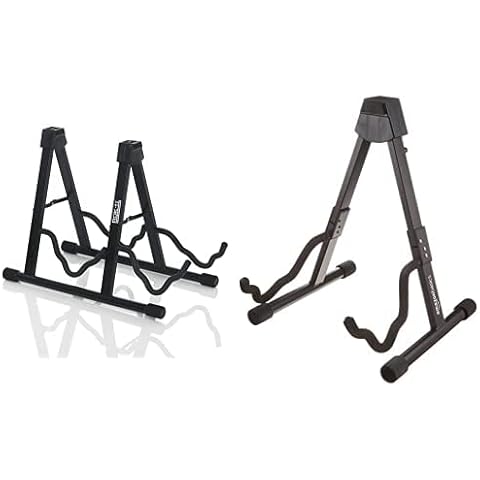 Rok It A-Frame Double Guitar Stand; Holds Most Standard Electric and Acoustic Guitars (RI-GTRAU2X) & Amazon Basics Guitar Folding A-Frame Stand for Acoustic and Electric Guitars Cover