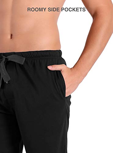 DAVID ARCHY Men's 2 Pack Soft Comfy Cotton Knit Sleep Shorts Lounge Wear Pants with Pockets (S, Black/Navy Blue)4