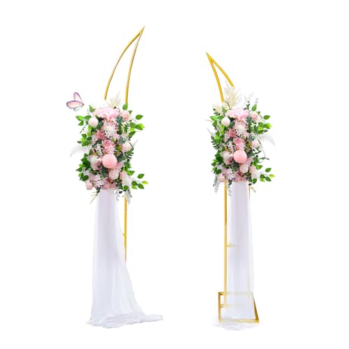 WORFEI Curved Wedding Arch Backdrop Stand Set of 2, Large Balloon Arch with Rectangular Base...