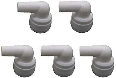YZM Elbow Male Thread Adapter 1/8" Male x 3/8" OD Tube Quick Connector,for Water Purifiers Filters Reverse Osmosis Systems,100 pcs.