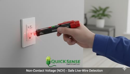 Quick Sense Digital Voltage Tester QS-NCVT01 | Non-Contact AC Voltage Detector Pen | LED Indicator | Safe Electric Line Tester | Auto Power Off | Portable Insulation Tool | Battary Operated