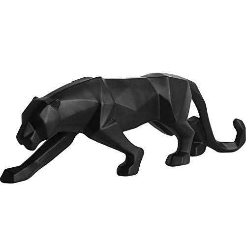 ZXDH La Statue Léopard Résine Modèle Ornements Bureau Bar Noir Panthère Sculpture Géométrique Origami Résumé Décoration Cadeau 26cm*5cm*8cm