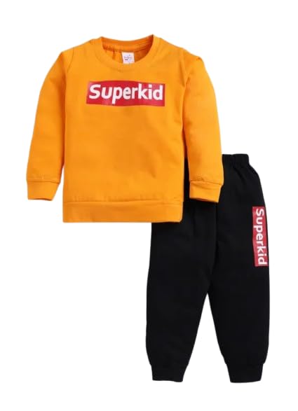 Image of Kids Cotton Superkid Printed Clothing Set- Full Sleeve T-Shirt And Trousers For Infants /Childs /Baby Boys (in Multicolor, Pack of 1)