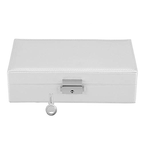Preisvergleich Produktbild Alinory schmuckschatulle, Elegante pu Leder einfarbig schmuckschatulle aufbewahrungsbox veranstalter für Frauen mädchen(Weiß)