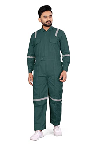 AREEVANZ Men's Polycotton Industrial Work WEAR Industrial Coverall Boiler Suit with Reflective Tape