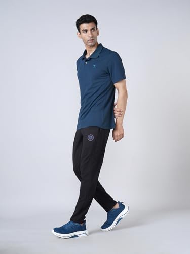 Image of TECHNOSPORT Men Cricket Fan Slim Fit Trackpants Polyester Mid Rise Drawstring Track Pant for Men IPL Match Day Gym Workout Joggers Casual Stretch Sports Training