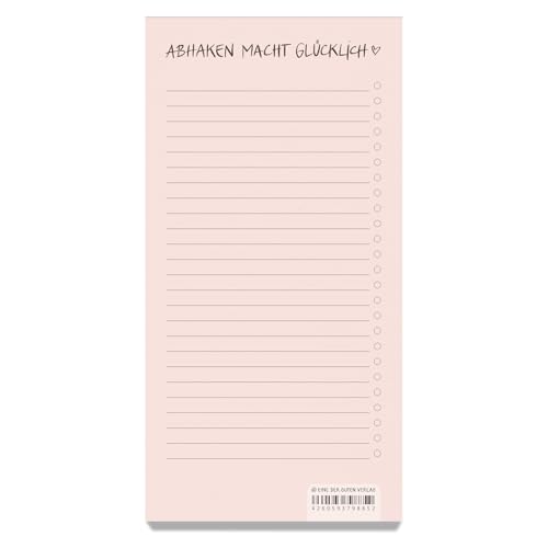 Eine der Guten To-Do Block Abhaken macht glücklich nachhaltiger Abreißblock DIN lang mit 50 Blatt Recyclingpapier rosa Listenblock für Alltag & Beruf