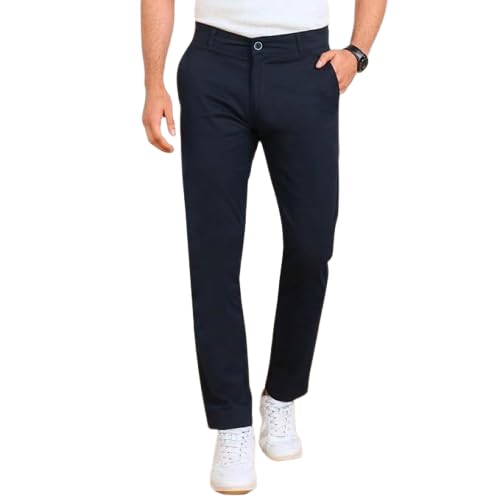 busted Men's Cotton Blend Regular Fit Trouser | Solid Formal Pant for Office, Business, Casual & Daily | Comfortable Smart Fit Trousers-picture-21