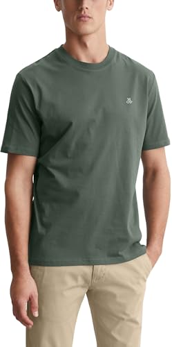 Marc OߴPolo Hombre Camiseta de punto de algodón orgánico con cuello redondo, Verde (Mangrove), M