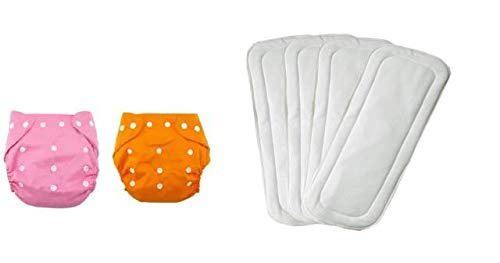 Ineffable Combo of Baby Pocket Cloth Diapers Reusable Washable Adjustable Waterproof Cloth Diapers & Microfiber 4 Layer Baby Diaper Inserts Liners (0-2 Years)