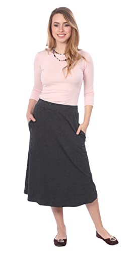 Kosher Casual Women’s Modest Lightweight Mid-Calf A-Line Skirt with On Seam Pockets4