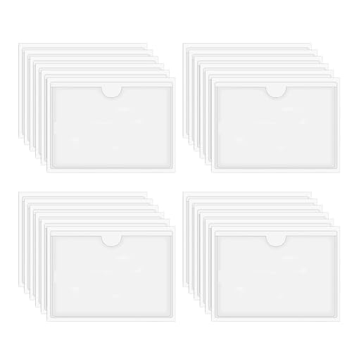 Sivono 36 Stück Etikettenhalter selbstklebend, 10x6cm Visitenkarten aufbewahrung Beschriftungsfenster Selbstklebend Visitenkartenhüllen, Transparent Wasserfest für Zuhause Büro Schule
