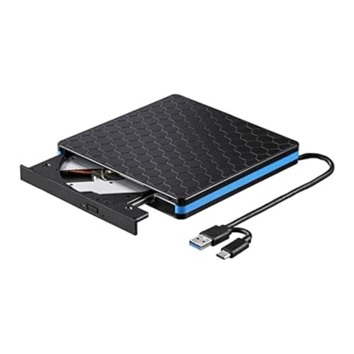 Rtauhife Reproductor de DVD Unidad óPtica Externa Tipo-C USB 3.0 Grabadora de CD/DVD 2 en 1 Lector de Tarjetas Unidad RW Reproductor de Unidad óPtica Externa
