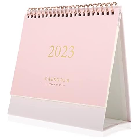 2022-2023 Desk Calendar, Standing Flip Desktop Calendar 8.27 x 7.48, Oct 2022 to December 2023 Stand Up Desk Calender, Monthly Calendar for Home Office School (Pink) Cover