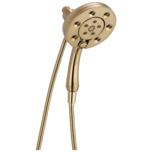 Delta Faucet 4-Spray In2ition 2-in-1 Dual Shower Head with HandHeld Spray, H2Okinetic Gold Shower Head with Hose, Showerheads, Hand Shower, Magnetic Docking, Lumicoat Champagne Bronze 58472-CZ-PR