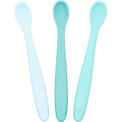 Image of WeeSprout Silicone Baby Spoons - First Stage Infant Feeding Utensils With Soft-Tip, Bendable Kitchenware for Parent & Self-Feeding, Ultra-Durable, Dishwasher Safe, Travel Case, Set of 3