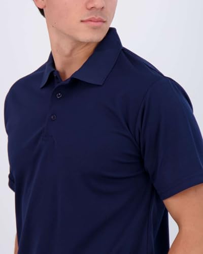 Image of 3 Pack:Mens Quick Dry Fit Polo Shirt Short Sleeve Golf Tennis Clothing Active Wear Athletic Performance Tech Sports Essentials Moisture Wicking Casual Dri-Fit T Shirts Set