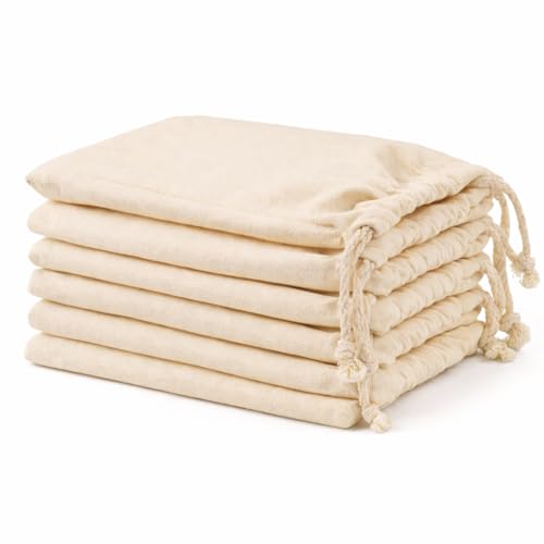 Heavy Duty Cotton Drawstring Bags 14x17 6 Pack Canvas Storage Bags