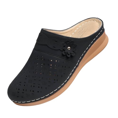 Chaussures d'extérieur pour femme 41 avec motif floral, antidérapantes, respirantes, semelle épaisse, grandes mules et sabots, pantoufles pour femme avec...