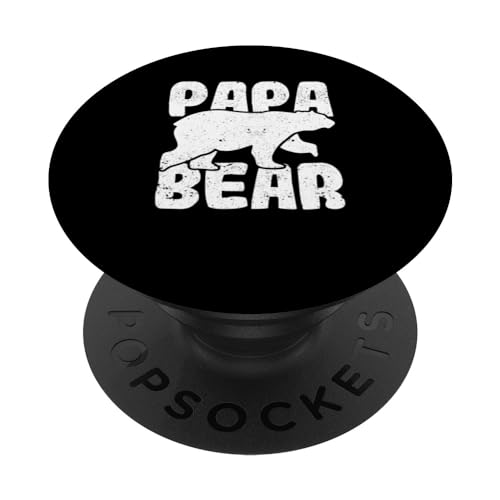 Papa Bear Funny Father's Day Family Matching Couple Daddy PopSockets Swappable PopGrip, Black