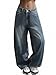 EMMIOL Women's Barrel Jeans Wide Leg Vintage Mid-Low Rise Y2k Baggy Boyfriend Denim Pants
