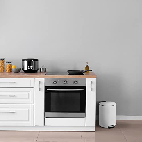 Image of Relaxdays Pedal Bin, 12 Litre, Soft-Close, Removable Inner Container, Modern Kitchen Dustbin, Metal, White, Iron, 38 x 26 x 30 cm