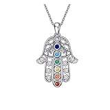Yocoyee Hamsa Hand of Fatima Evil Eye Pendant Necklace Stainless Steel Lucky Protection Prayer 7 Chakra Yoga Necklace for Women Men Gift-Style B