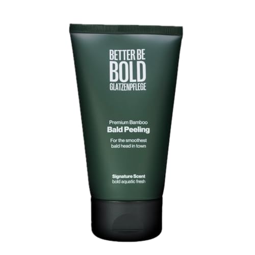 BETTER BE BOLD – Glatzenpeeling mit Bambusfasern – Sanftes Kopfhaut-Peeling gegen Talg & Schuppen – Mit Panthenol & Vitamin E – 99 % natürlich – Vegan – Anti-Shine – Rasurvorbereitung – 150 ml