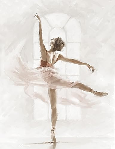 STYLER Leinwandbild Pure 60 x 80 cm (AUFHÄNGFERTIG) – Anmutige Ballerina in faszinierender Tanzpose – Elegante Kunst im Hochformat