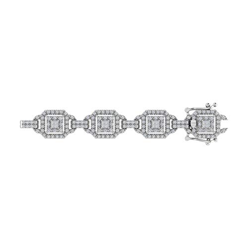 2 Carat Round and Princess Cut Diamond Link Bracelet in 925 Sterling Silver (7 Inch)2