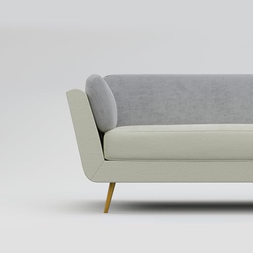 Image of Nuvola Air Premium Latex Fabric Sofa | 3, 4 & 5 Seater Options | Single & Dual-Tone Variants | Ultra-Soft Deep Seating Comfort | Modern Living Room Sofa | 3-Year Warranty (Grey and White, LHS, 5)