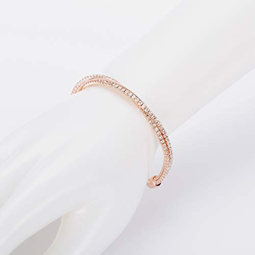 Idesign Rose Gold Bridesmaid Bracelets For Women Rhinestone Clear Crystal Dainty Bracelet Bangle Rose Gold Plated Sparkly Cute Bridesmaid Wedding Gifts Jewelry Birthday Party thumb #1
