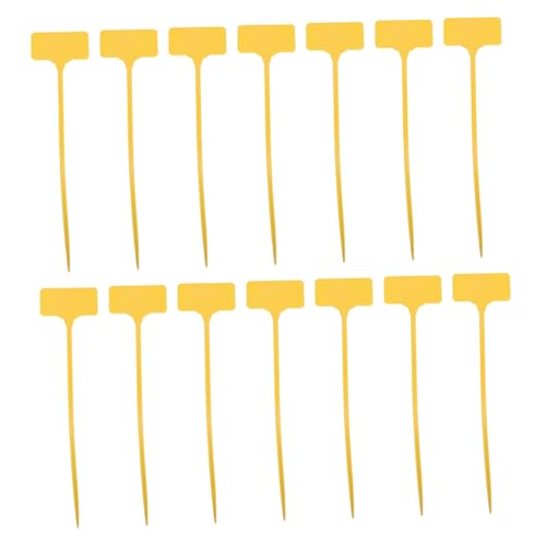 KONTONTY 50 Pcs Etiquetas de plantas Pararse apoyo artificial invernadero indoor garden decoración jardin marcador de jardín doméstico marcador de plantas para el hogar el plastico Yellow