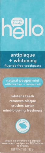 Miniatura 2 de Hello Oral Care Pasta dental antiplaca y blanqueadora sin flúor vegana sin SLS con aceite de árbol de té aceite de coco menta natural 47 onzas