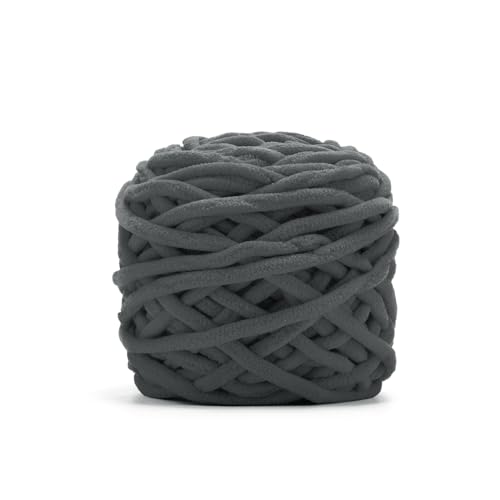 Image of INNDUN Blanket Yarn 100g /3.5oz - Dark Grey Chenille Yarn 6 Super Bulky - 72 Yards - Knitting, Crocheting & Crafts Chunky Yarn