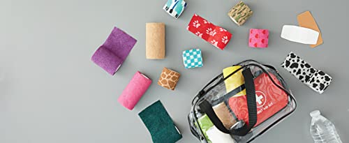 Image of A-Tape Breathable Self Adhesive Cohesive Bandage Wrap - Athletic Non-Woven for Sports, Medical Use, Injuries, Knee & Wrist Support - Suitable for Humans & Pets (Printed) (Blue Paw, 10cm Pack of 2)