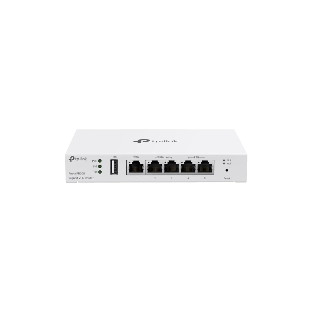 TP-Link Switch VPN Gateway, 5Porte Gigabit, 1USB WAN, ZTP, SON,Mesh, Gestione Centralizzata del Cloud, App/Web, Festa FR205