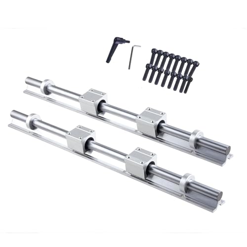 DIBOTISCNC Riel lineal SBR20, 1500 mm, 2 unidades, color plateado, guía lineal con 4 bloques de rodamientos SBR20UU, 4 unidades, anillo fijo, riel de rodamiento lineal con agujeros preperforados para