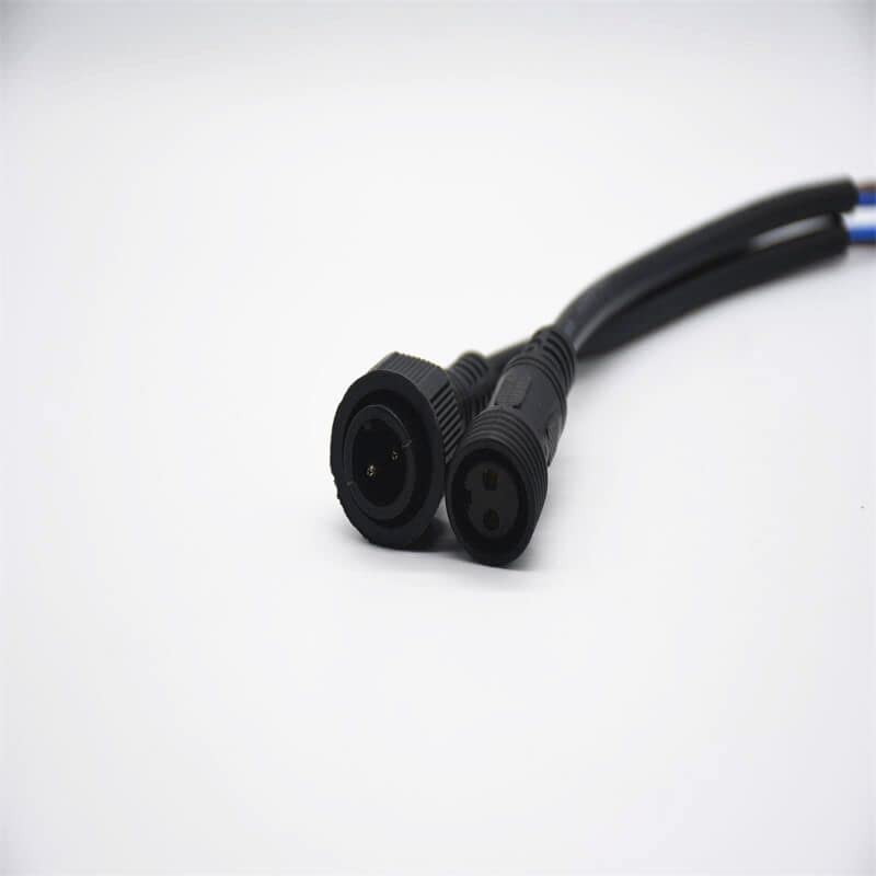 M19 2Pin Male and Female Screw Joint Connector for AC/DC IP67 Waterproof 2 * 1㎜² 0.2M Length Nylon Cable for LED