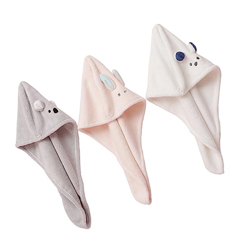 OATIPHO 3Piezas Gorra de Pelo Seco con Dibujos Animados Toalla de Secado Rápido Absorbente y Suave para Baño y Maquillaje