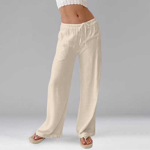 Wide Leg Linen Pants for Women High Waisted Palazzo Pants Casual Summer Trousers Pants Loose Lounge Pants with Pockets4
