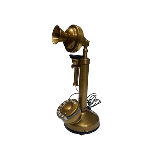 Teléfono de candil con disco rotatorio bronce antiguo miniatura 3