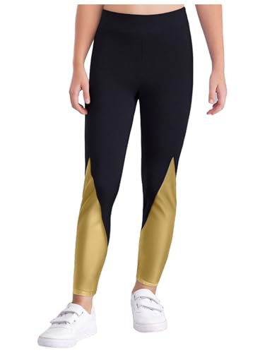 Kids Girls Gymnastics Dance Leggings Sparkly High Waist Athletic Pants Yoga Ballet Training Wear