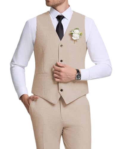 Men's Suits Mens Vest and Pants Set Slim Fit 2 Piece Suit Graduation Outfit Beach Wedding Dress Tuxedo Suits with Tie