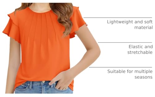 Image of Haloumoning Girls Pleated Ruffle Short Sleeve Shirts Kids Summer Crewneck T-Shirts Fashion Tops Tees 5-14 Years