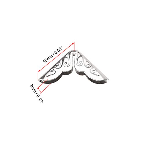 Image of uxcell Metal Book Corner Protectors Edge Cover Guard 15X15X3mm Silver Tone 30pcs